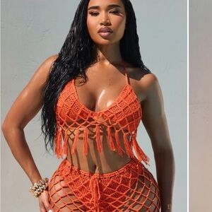 Fashion Nova Vibrant Orange Crochet Bikini